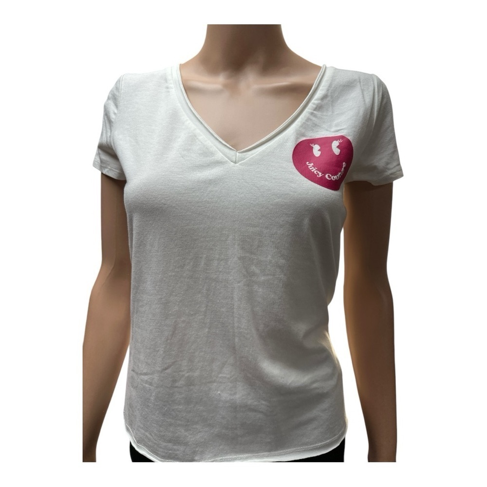 Juicy Couture - NWT - White T-Shirt with Pink Logo Size Small